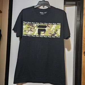 Fila Men's Black Tee W Camo Logo Across The Chest Size Medium